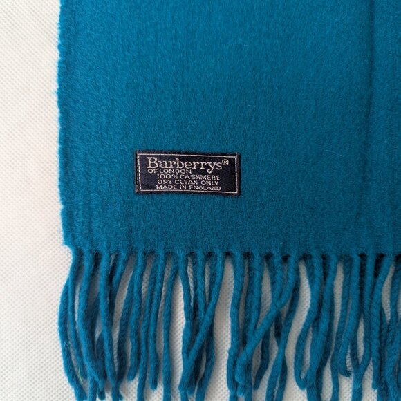 BURBERRY London Vintage Solid Knit 100% Cashmere Neck Warmer Blue SCARF - Picture 3 of 7